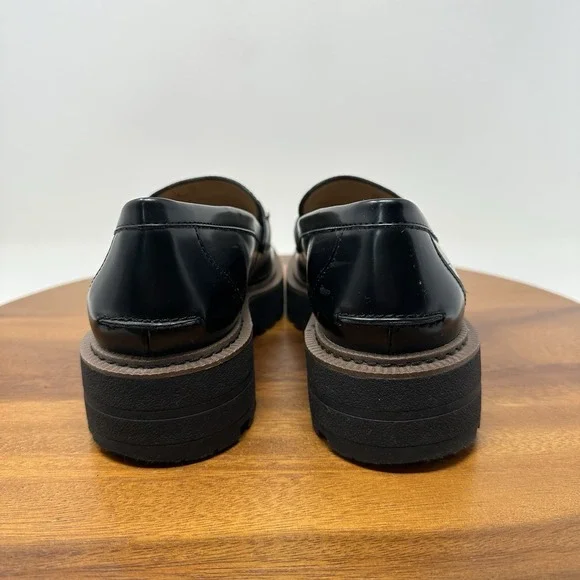 Sam Edelman Laurs Platform Lug Sole Loafers Size 8.5 Black Preppy Punk - Picture 4 of 16